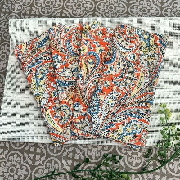 Lauren Ralph Lauren Multicolor Paisley Pattern 4 piece Napkins Cotton NEW!‎ - Picture 1 of 6